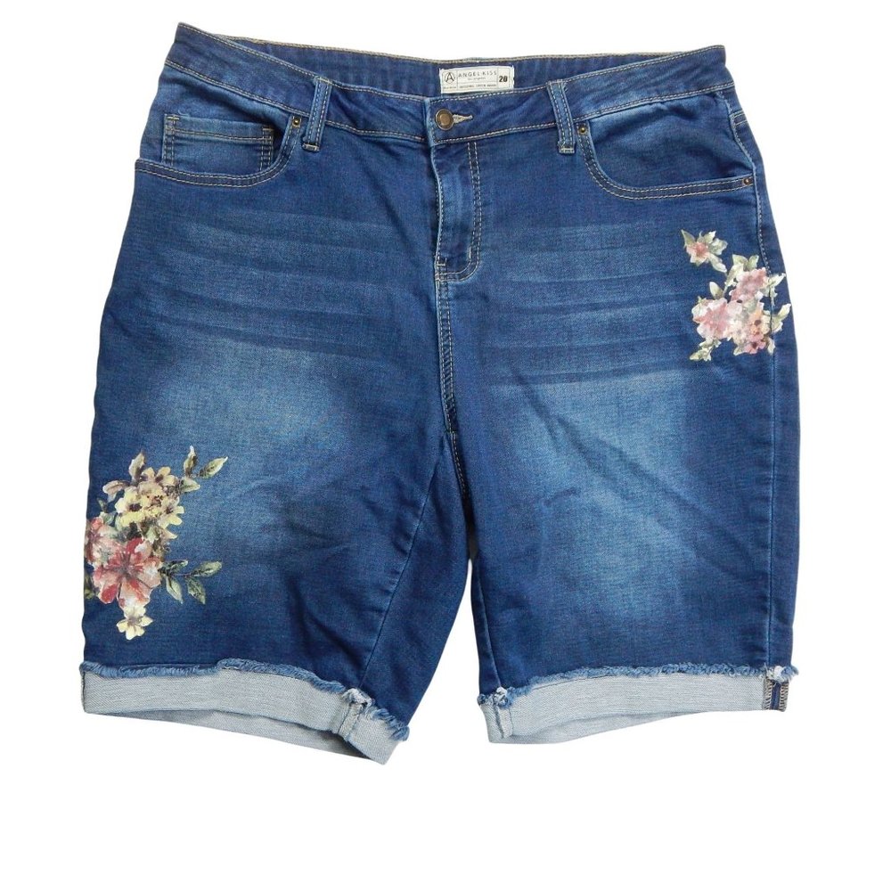 Angel Kiss Womens Mid Rise Bermuda Shorts With Flower Details  Size 20